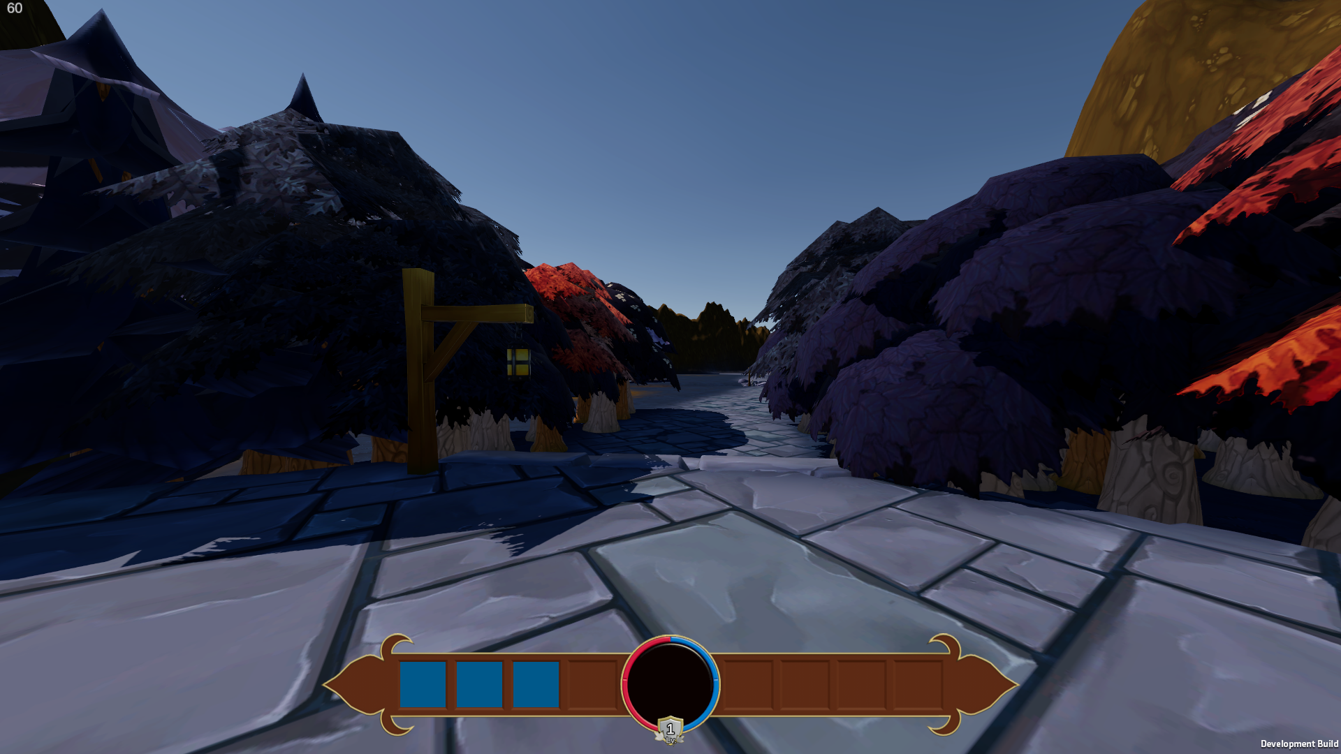 A screenshot of the game SpellTales depicting a blue fantasy forest.