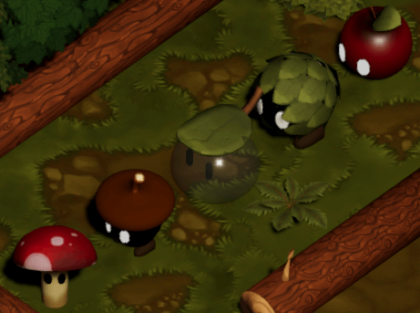 A screenshot of the game Super Trickshot depicting enemies lined up in a row